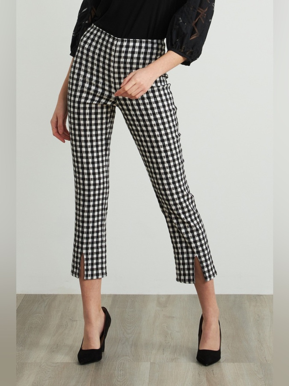 Joseph Ribkoff Gingham cropped Pants Capris Size 6 Cottagecore Summer Retro